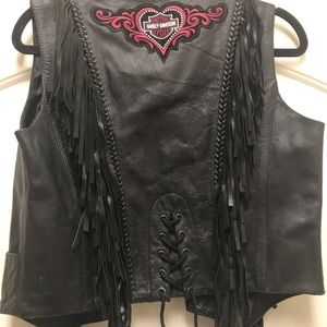 Leather women’s Harley Davidson motorcycle vest